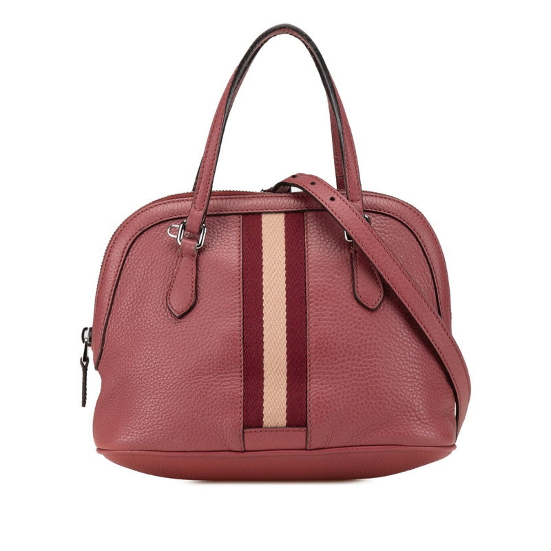 Gucci Sherry Line Handbag Shoulder Bag Red Leather