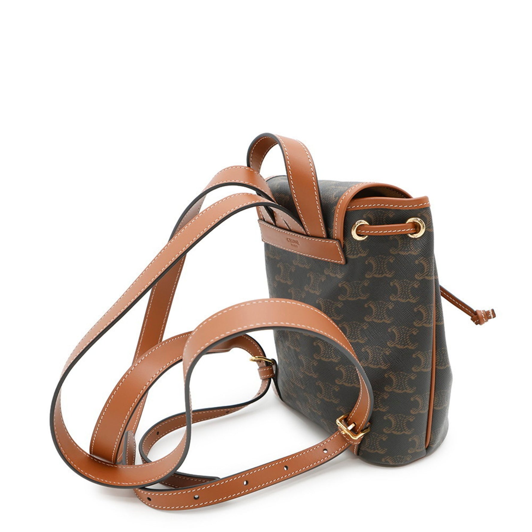 Celine Triomphe Mini Falco Backpack in Brown Calfskin Leather