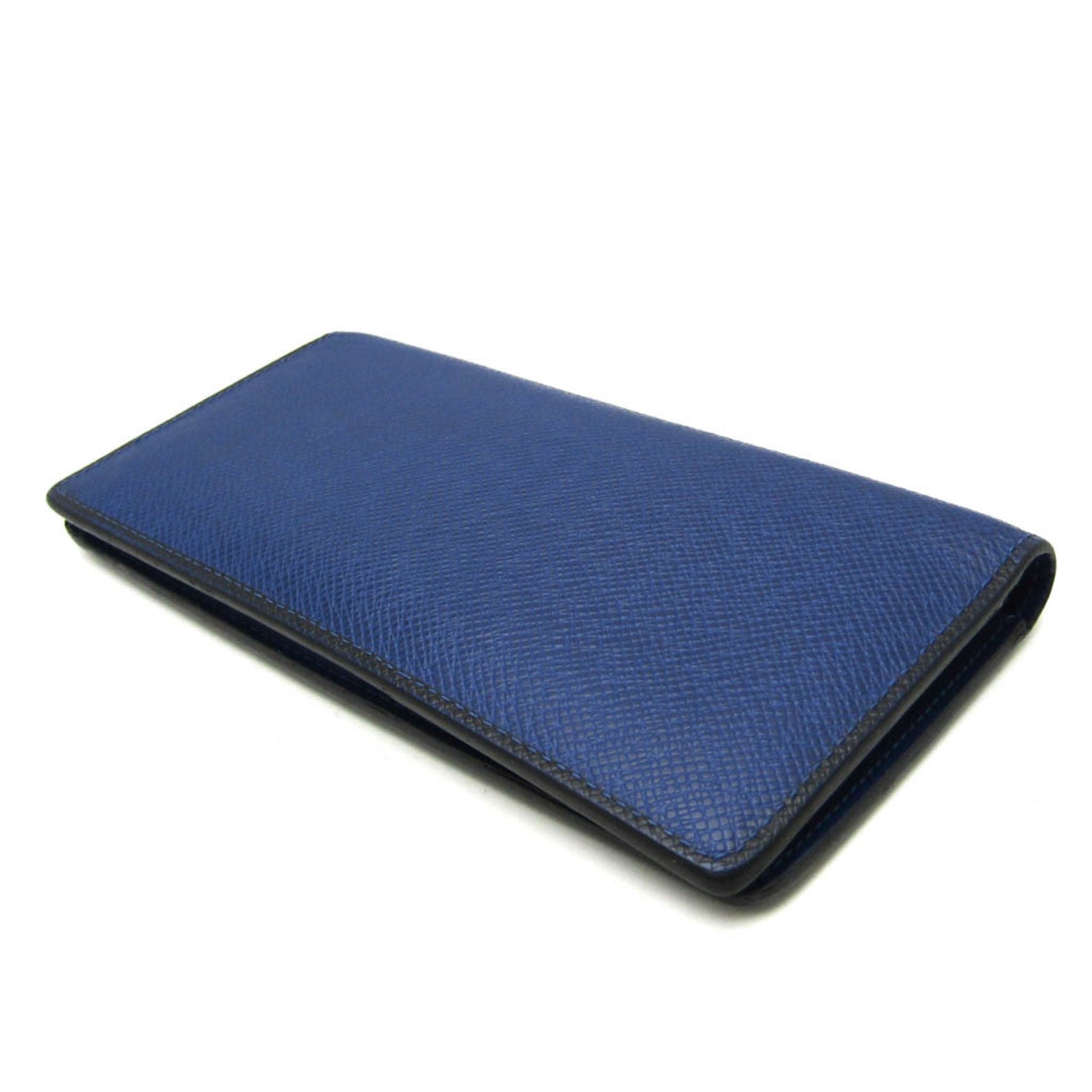 Louis Vuitton Taiga Brazza Wallet Taiga Leather Long Wallet (bi-fold) Black,Cobalt