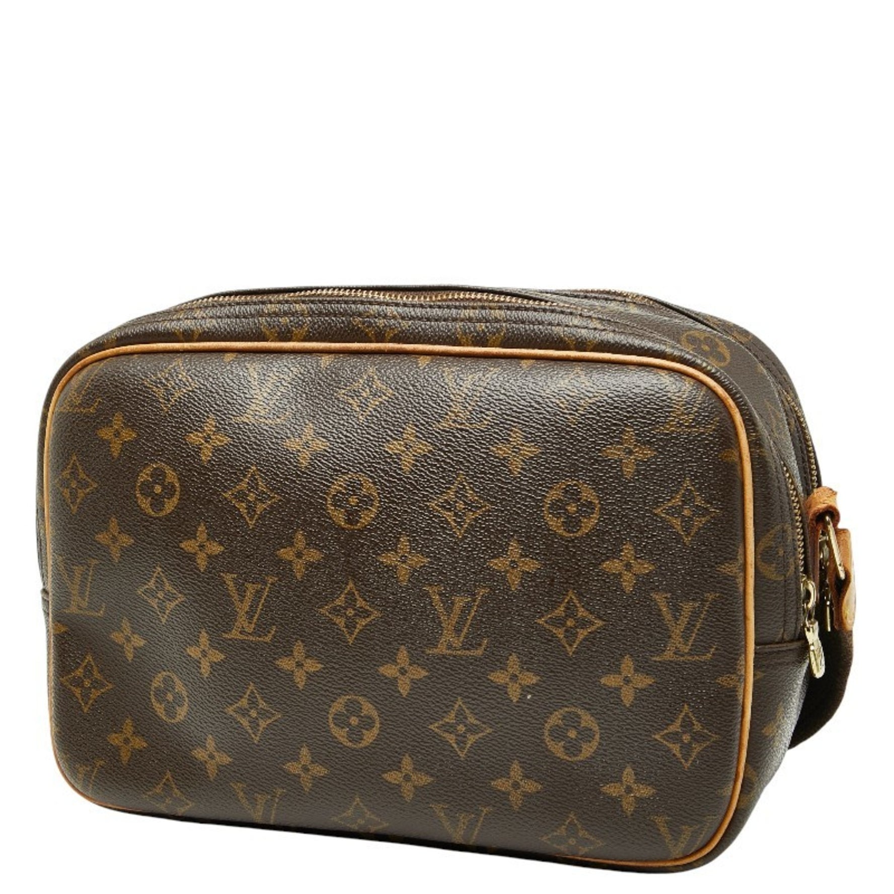 Louis Vuitton Monogram Reporter PM Crossbody Shoulder Bag Brown Leather LOUIS VUITTON