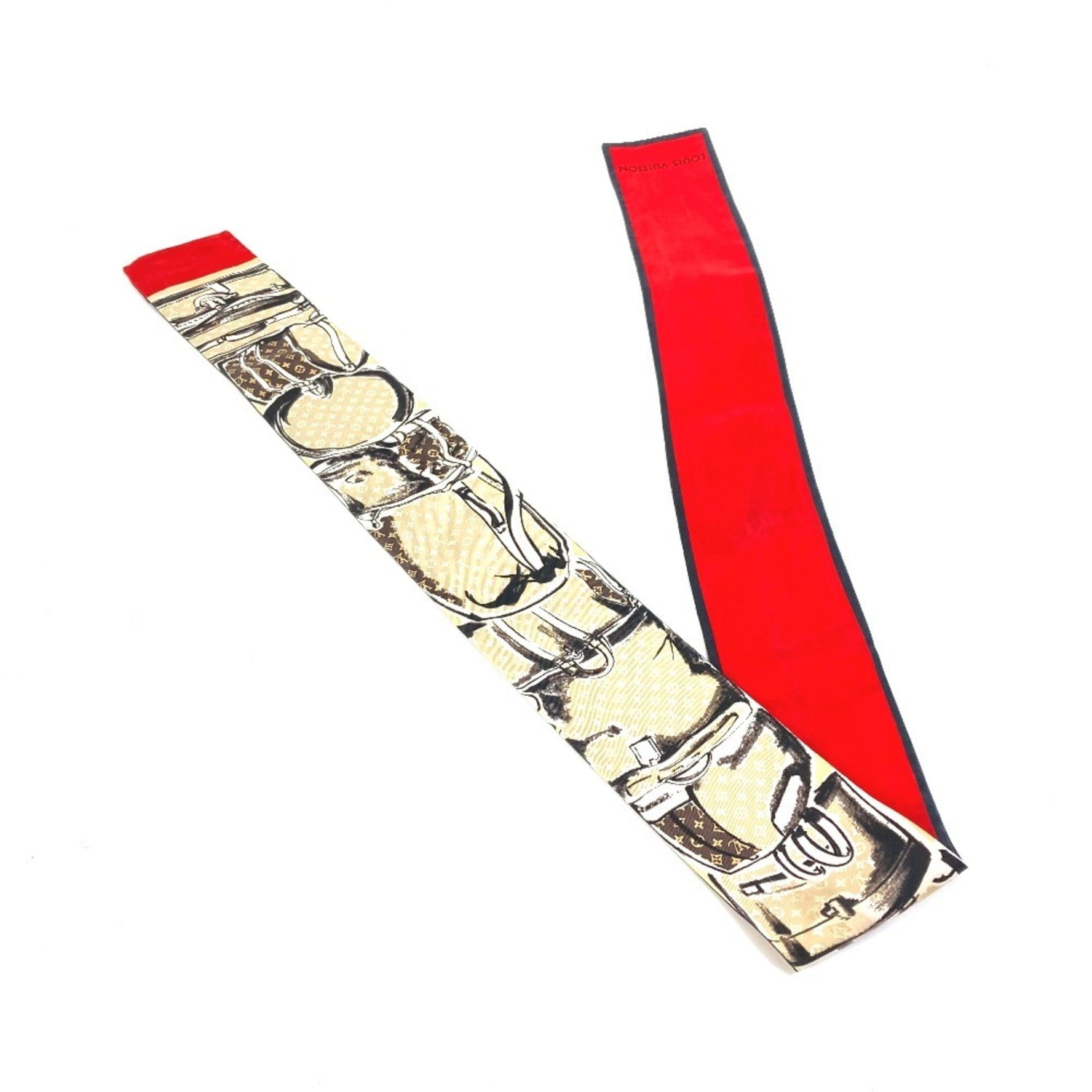 Louis Vuitton Monogram Bandeau Trunk Scarf Silk Beige