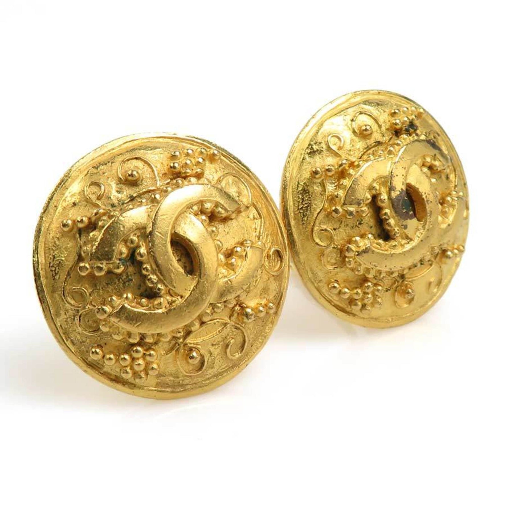 CHANEL Coco Mark Metal Earrings