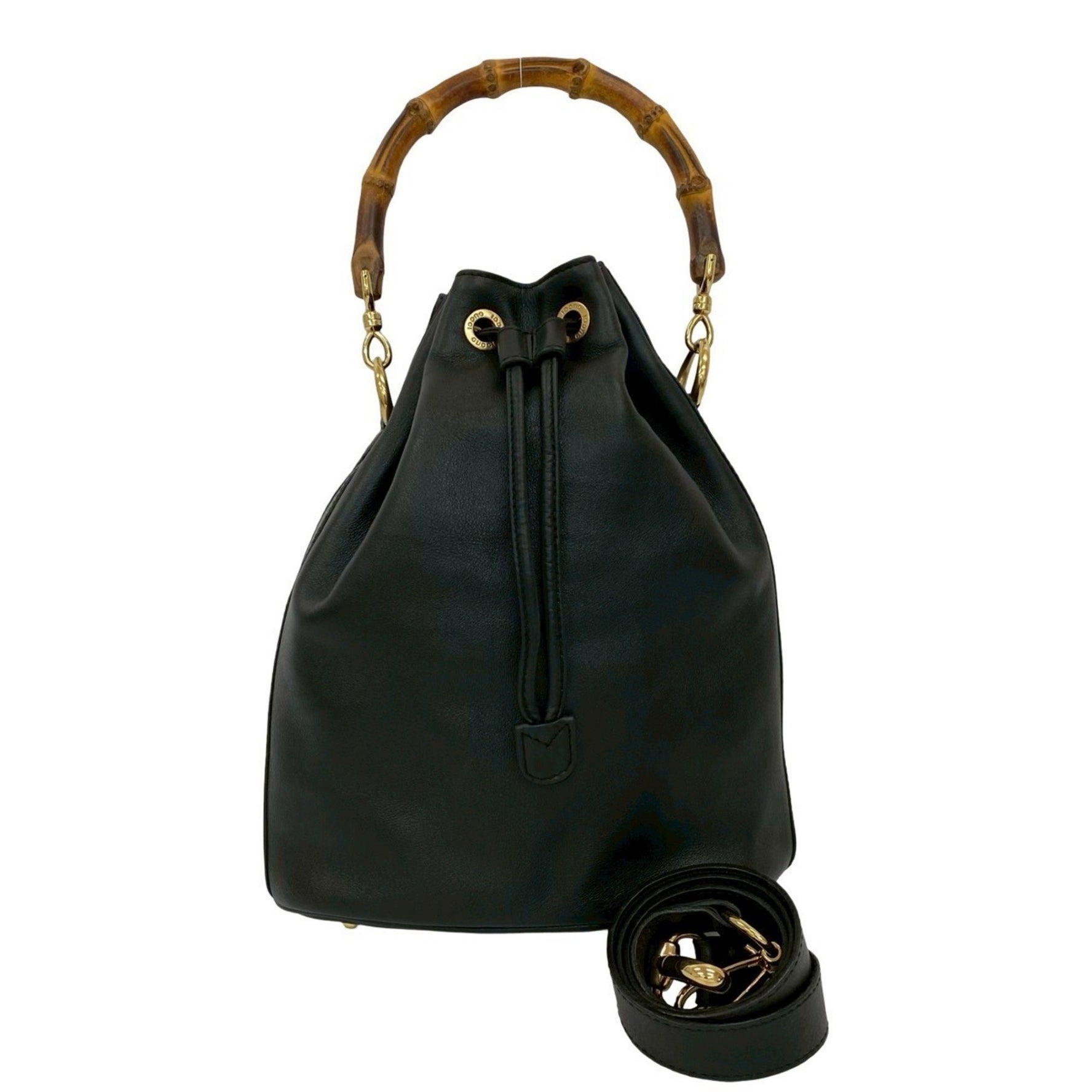 GUCCI Old Bamboo Logo Hardware Leather Shoulder Bag/Handbag 261-10