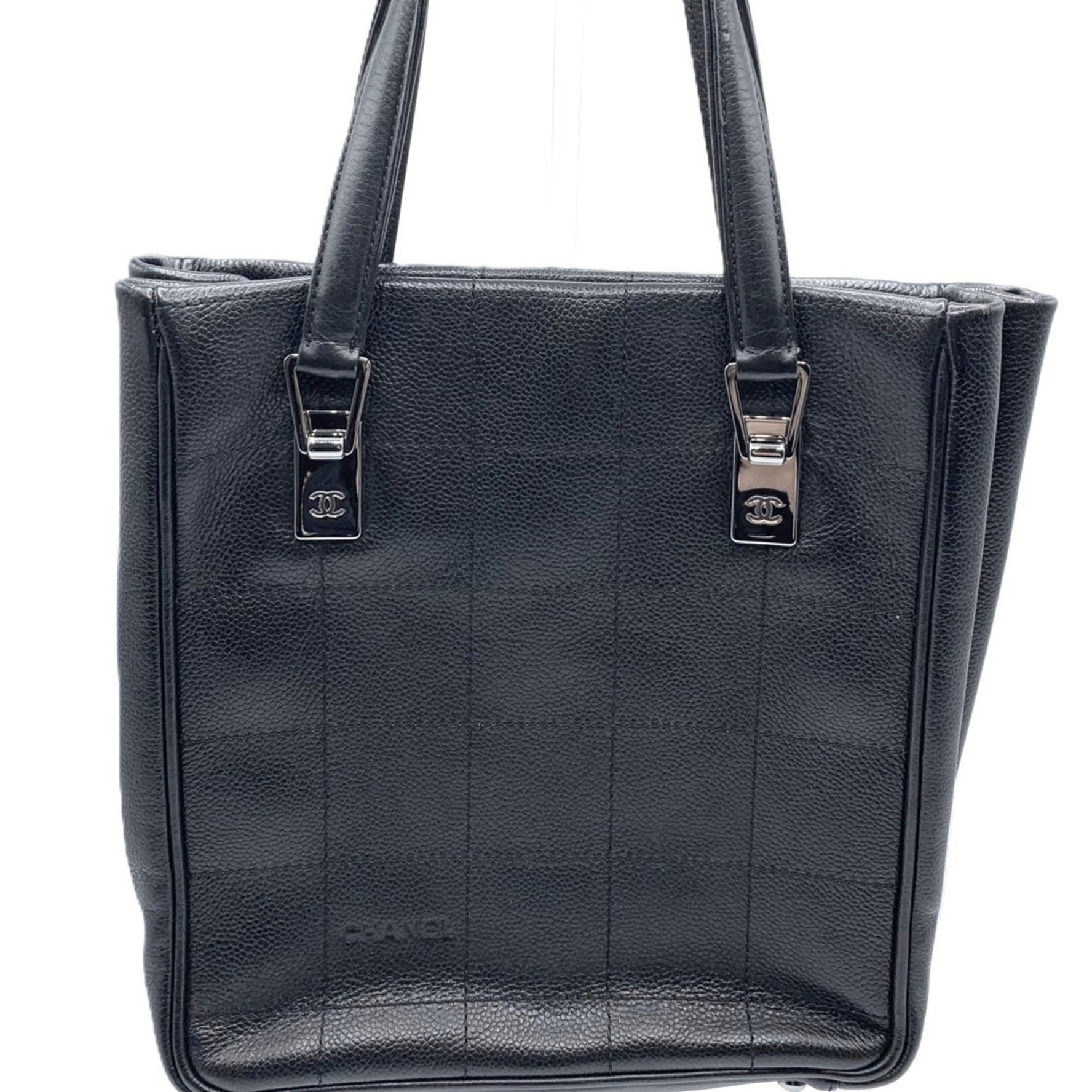 CHANEL Chocolate Bar Tote Bag Caviar Skin