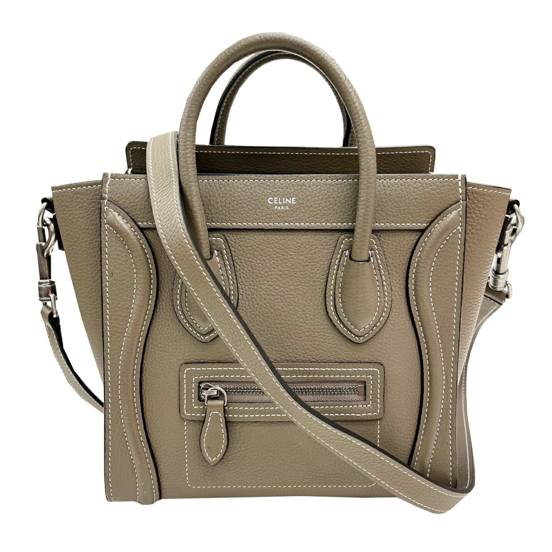 CELINE Luggage Nano Shopper Greige Leather Handbag/Shoulder Bag