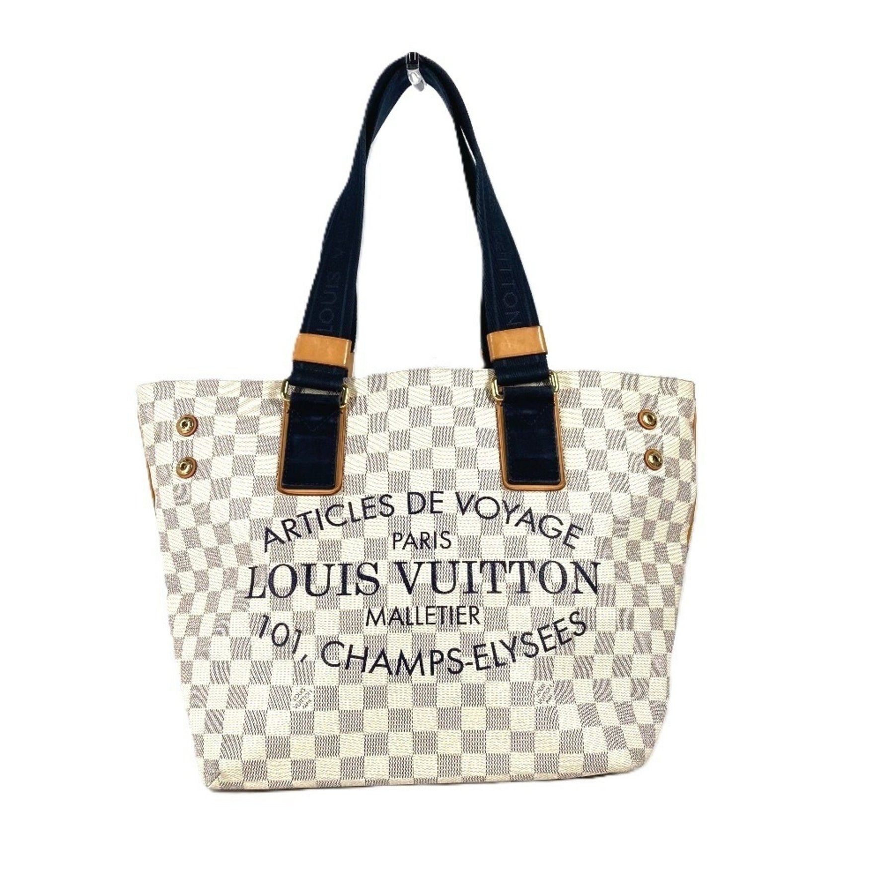 Louis Vuitton Damier Azur Plan Soleil Cabas PM Bag, Shoulder Tote Canvas, Men's