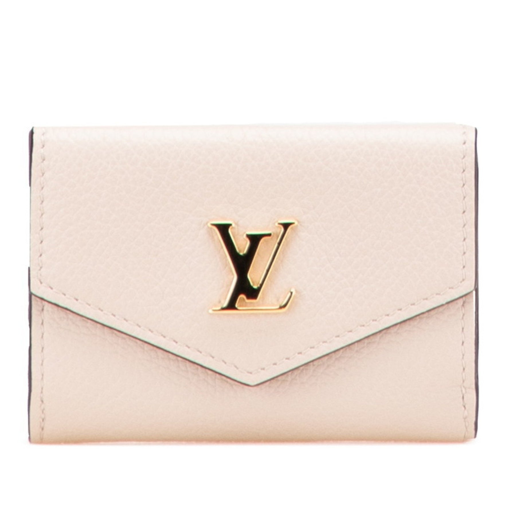 Louis Vuitton Portefeuille Lock Mini Tri-fold Wallet Greige Leather LOUIS VUITTON