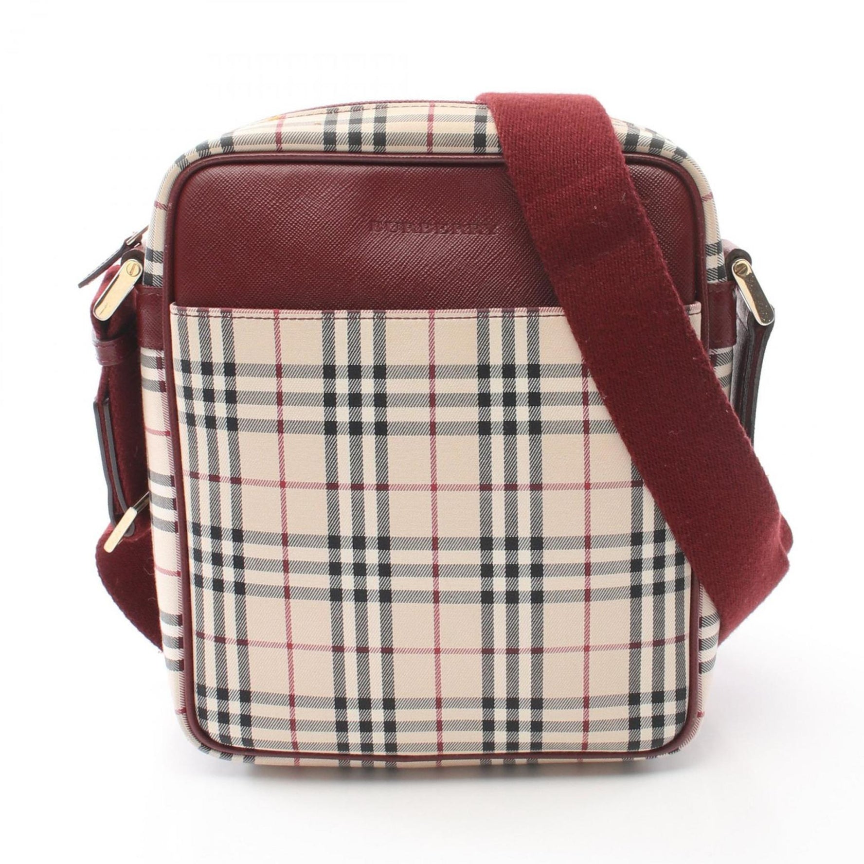 Burberry Nova Check Shoulder Bag Canvas Leather Beige Multicolor