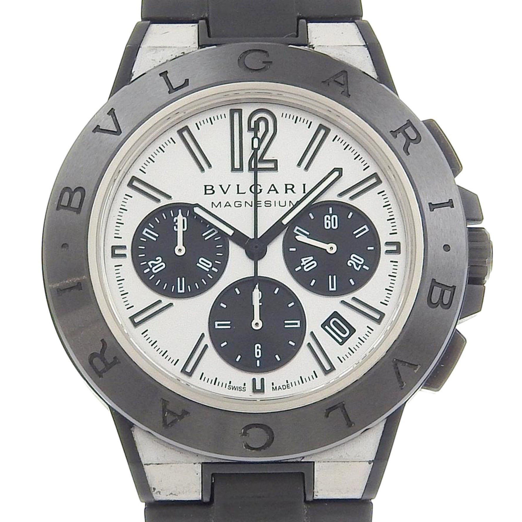 Bvlgari Diagono Magnesium Chronograph Watch Rubber and Automatic with Silver Dial