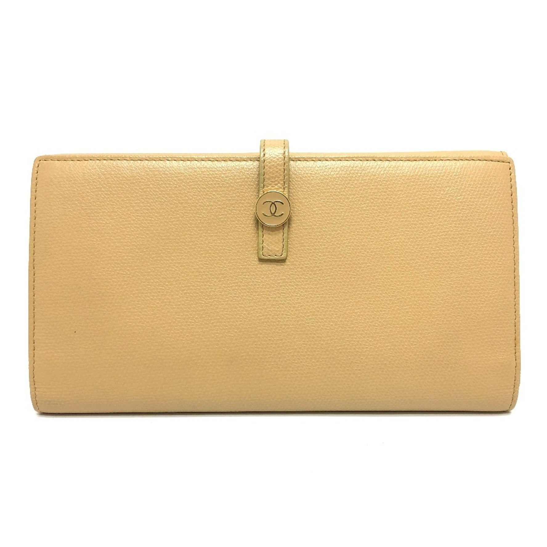 CHANEL Coco Button Wallet, Bi-fold Long Leather