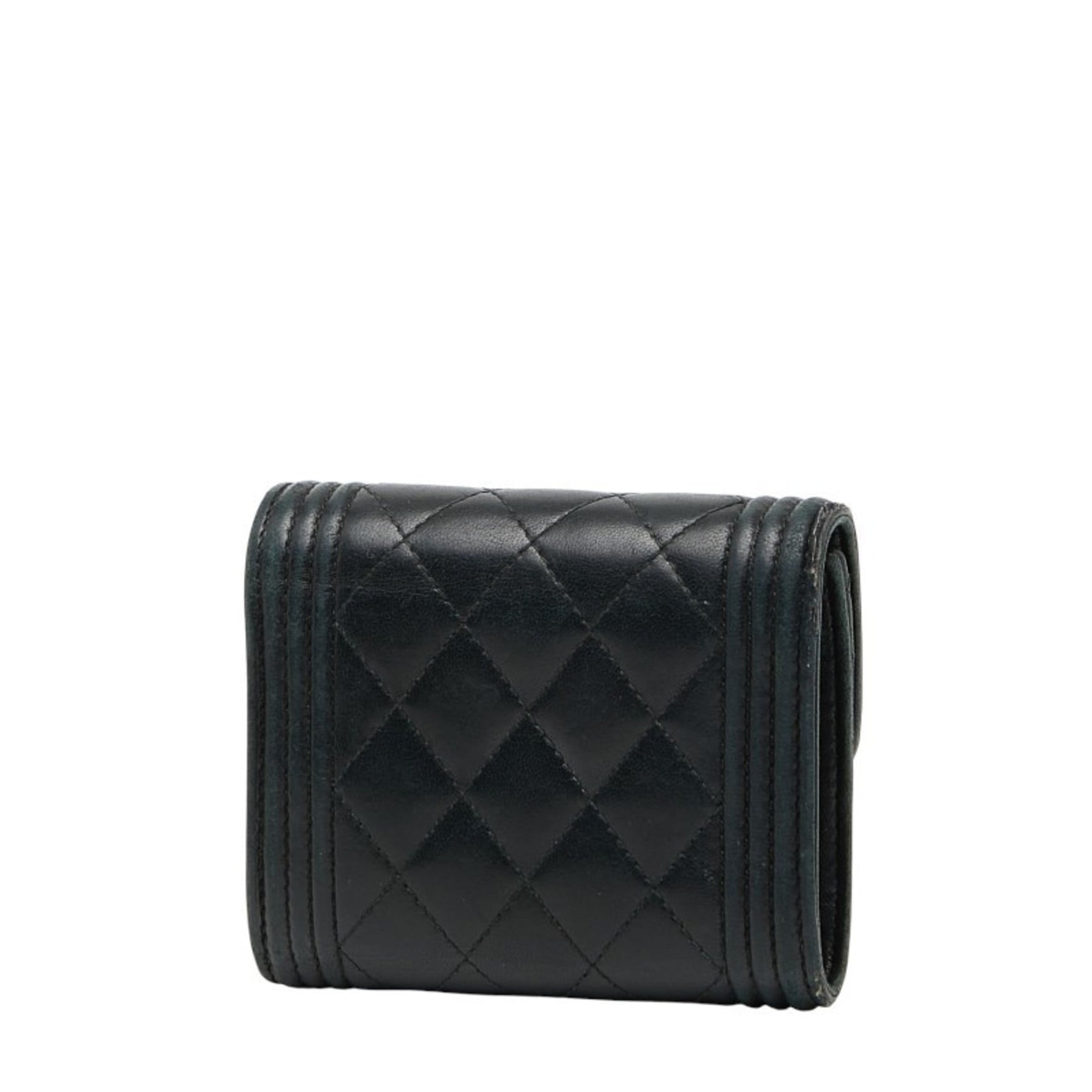 CHANEL Coco Mark Boy Tri-fold Wallet Lambskin