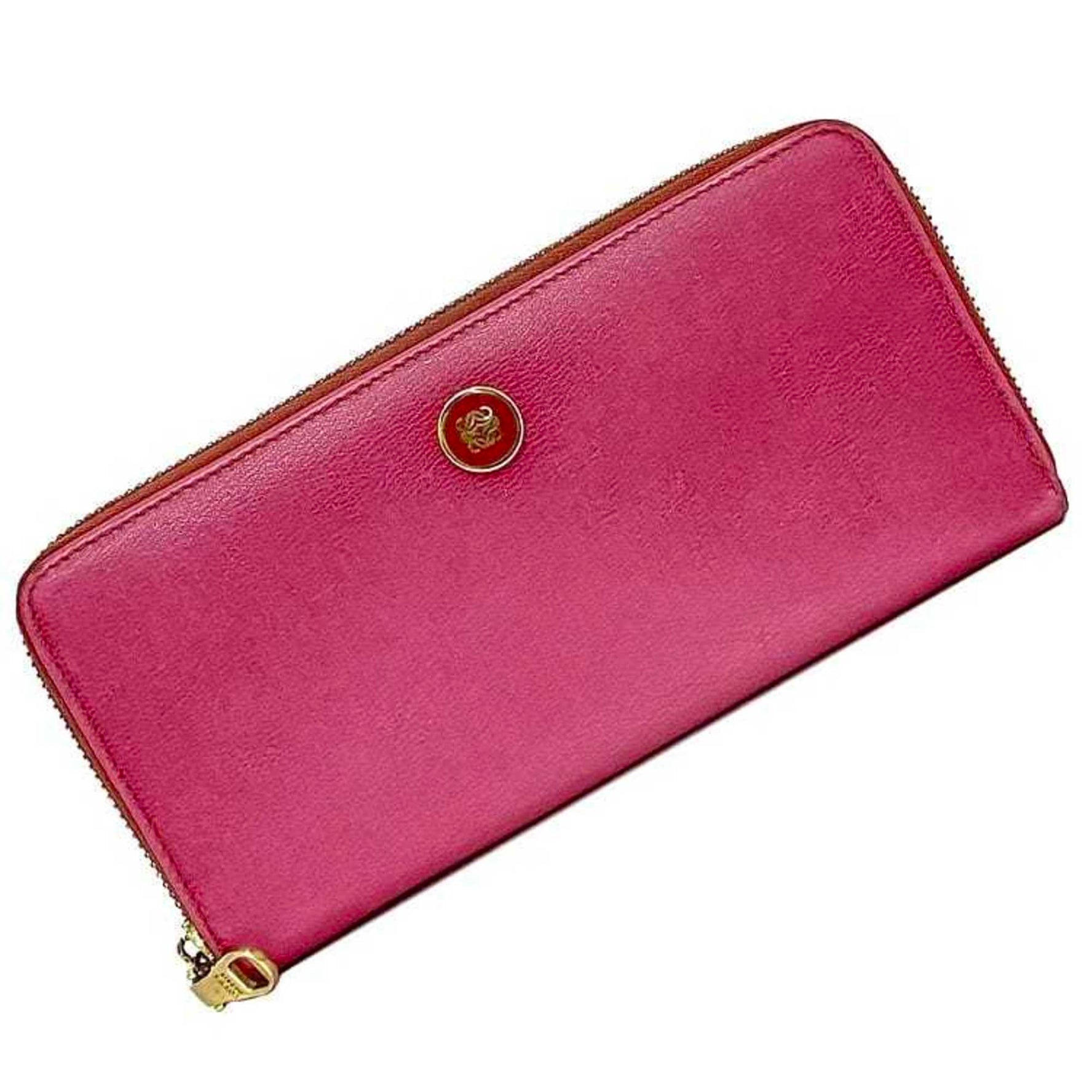 LOEWE Round Long Wallet Anagram Leather Ladies