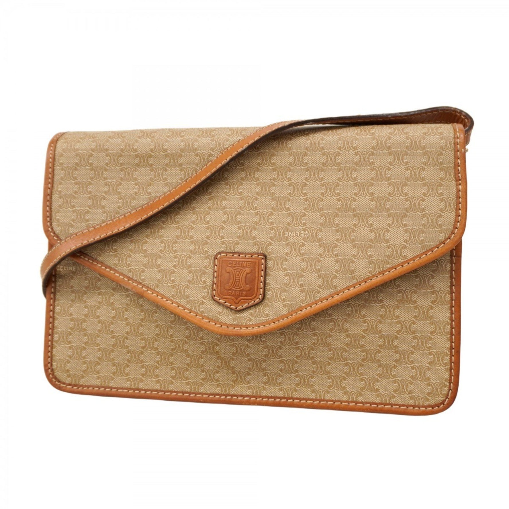 Celine Shoulder Bag Macadam Beige Brown