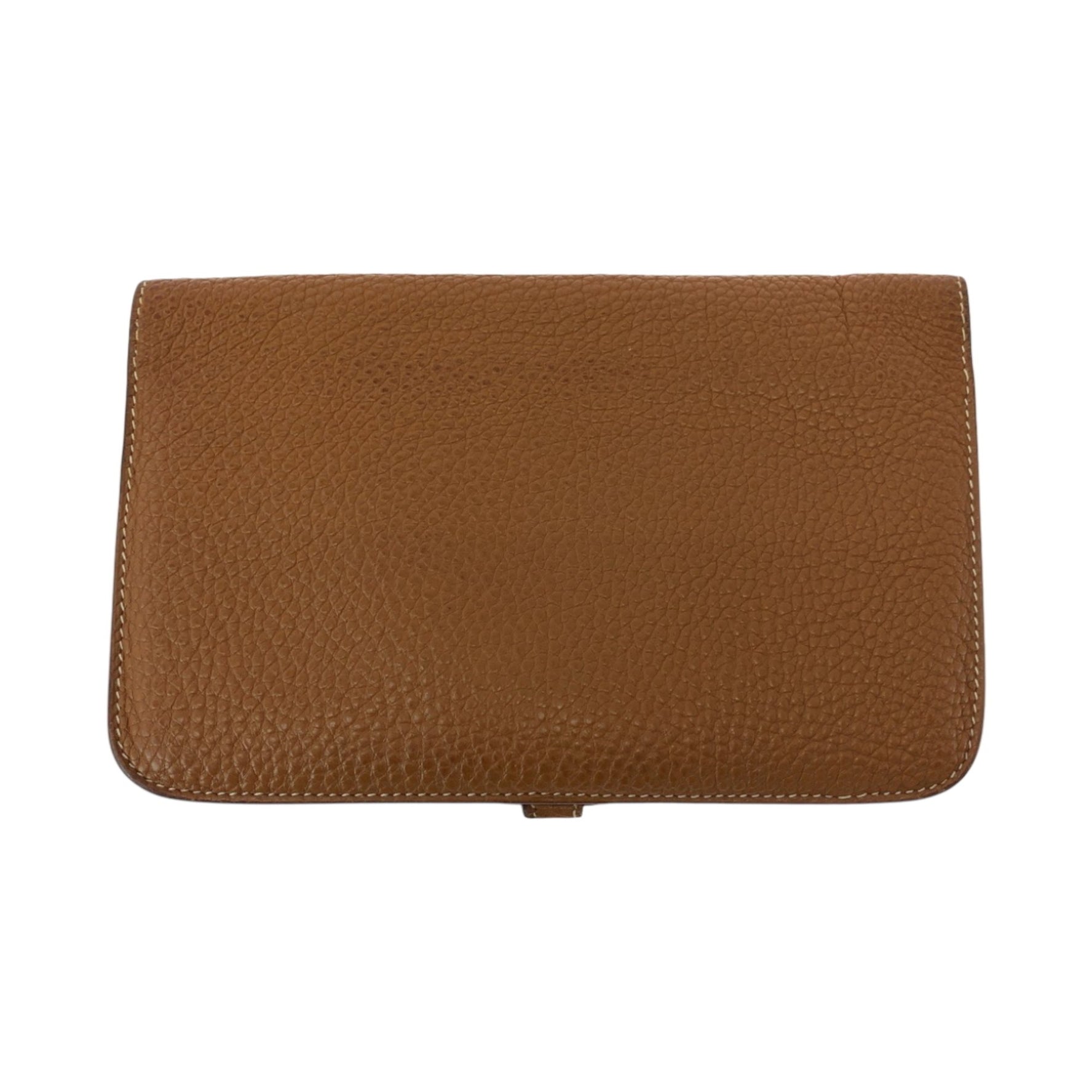 HERMES Dogon GM Long Wallet in Gold, Brown, and Silver Hardware, Togo Leather, Large Engraved