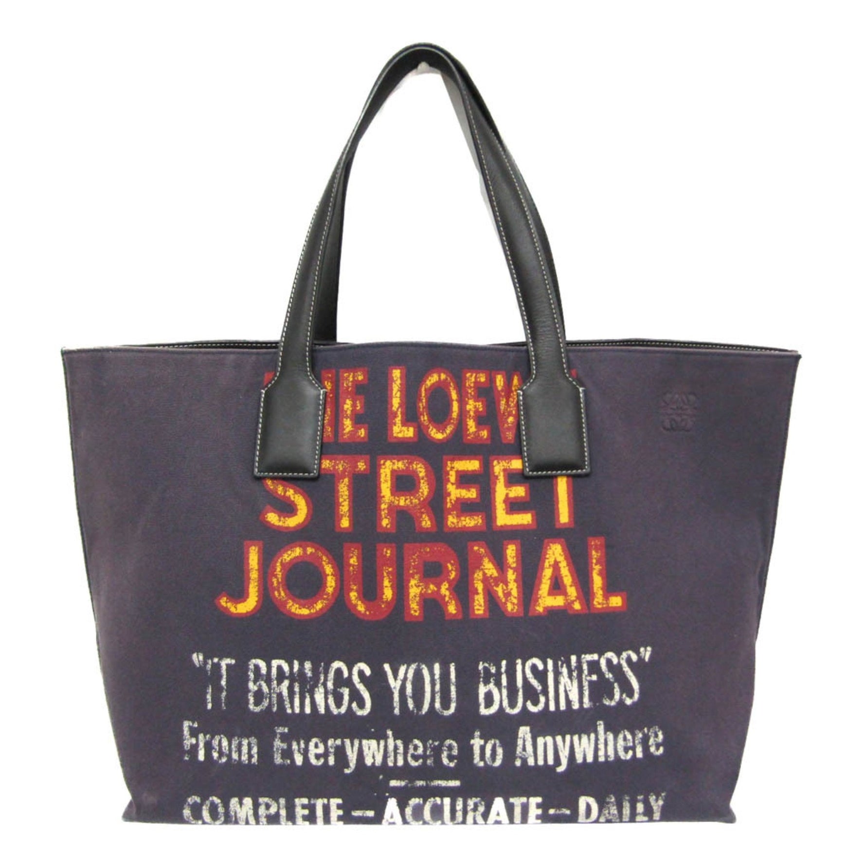 Loewe Street Journal Tote XL Men,Women Leather,Canvas Tote Bag Black,Navy