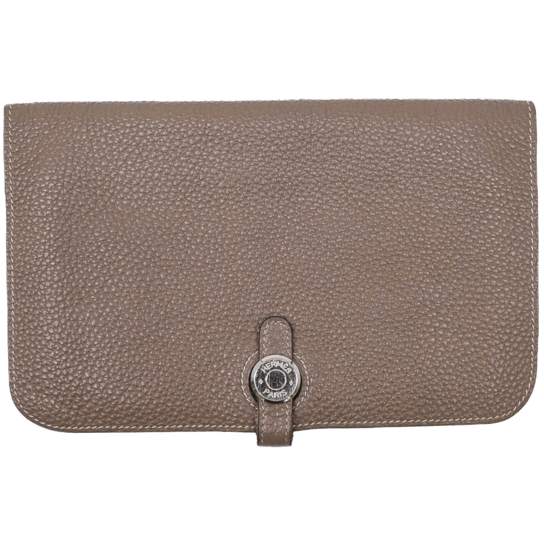 HERMES Dogon Duo GM Long Wallet, Togo Leather, Bifold, Etoupe, Greige, #□L