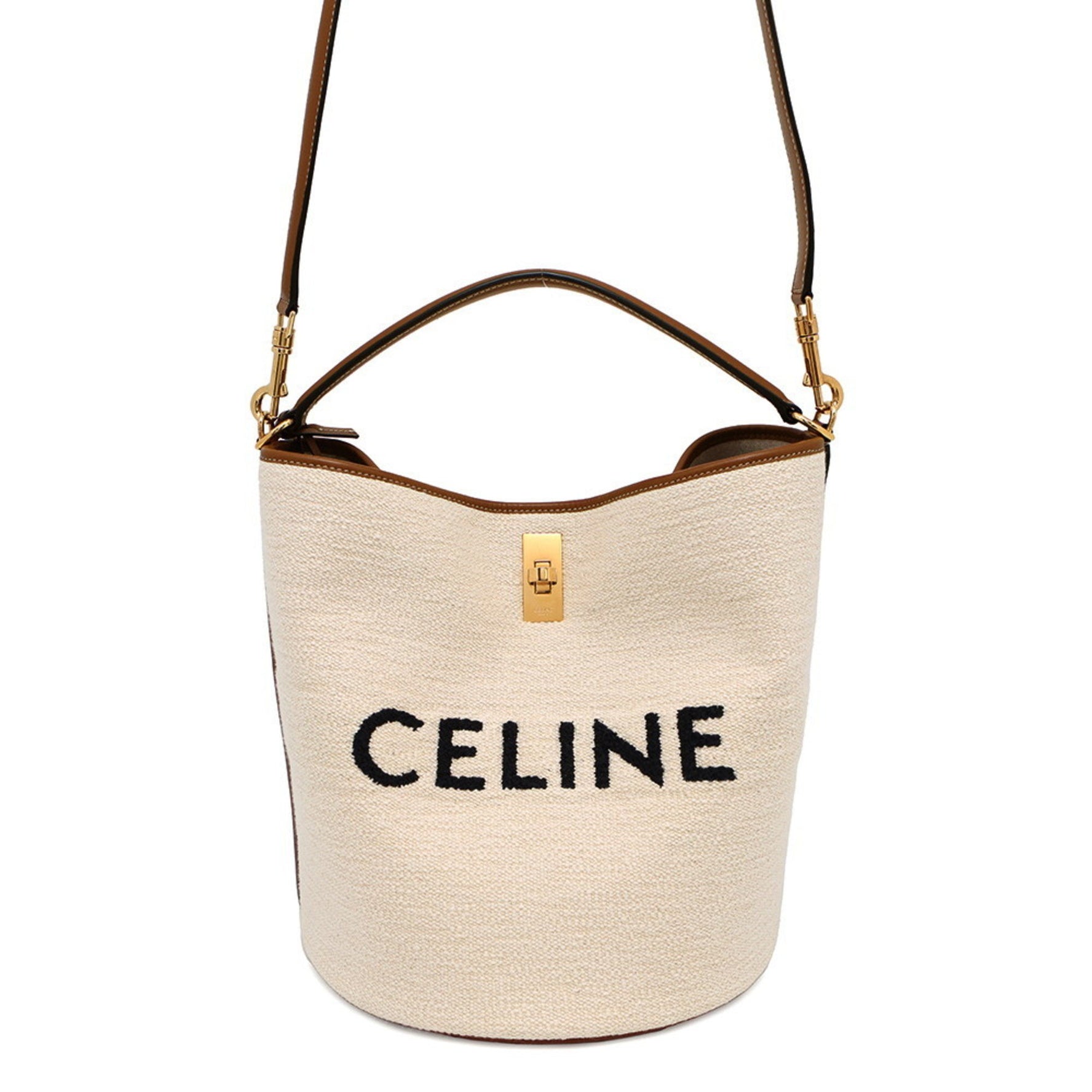 Celine Bucket 16 Canvas and Leather Handbag