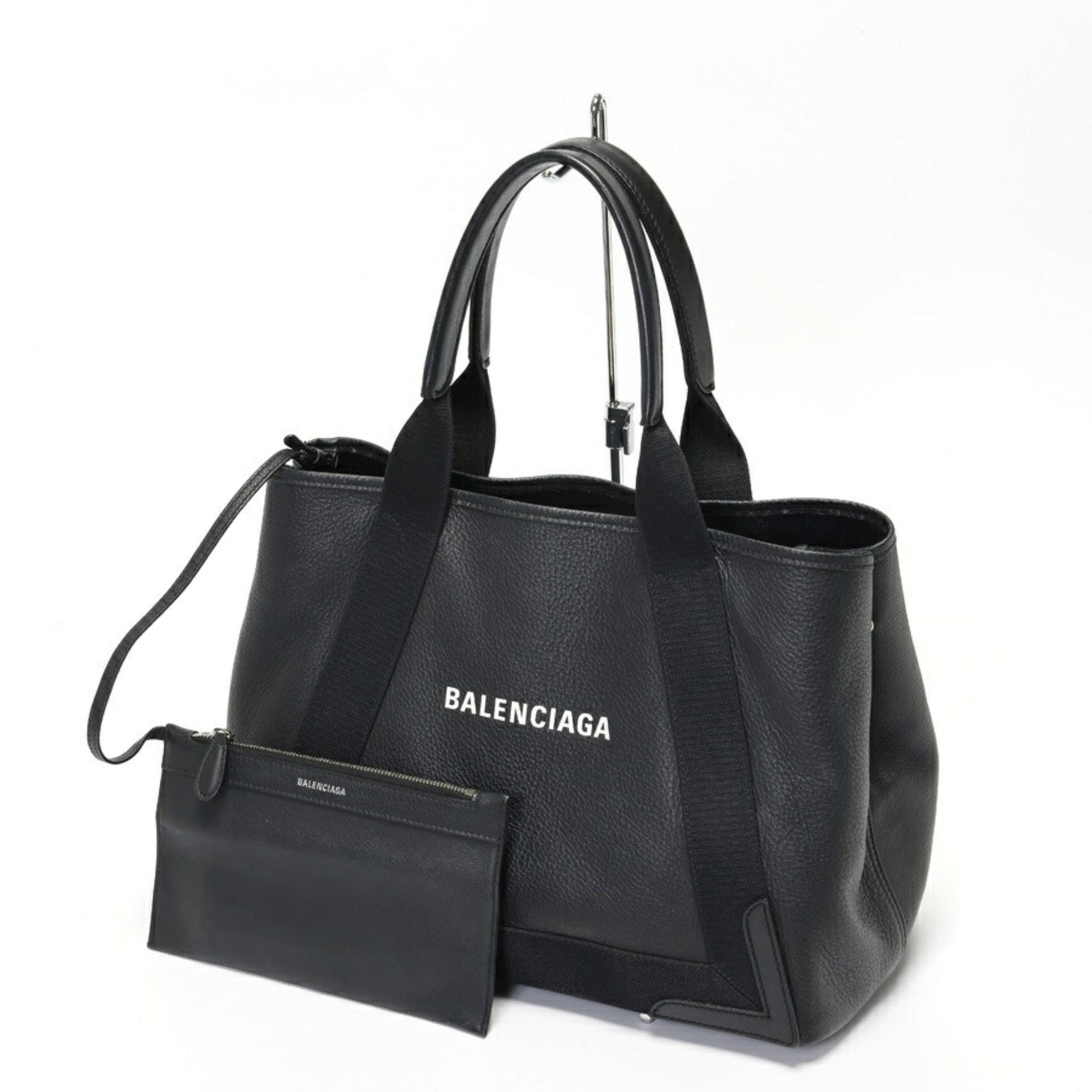 BALENCIAGA Navy Cabas M Tote Bag Leather