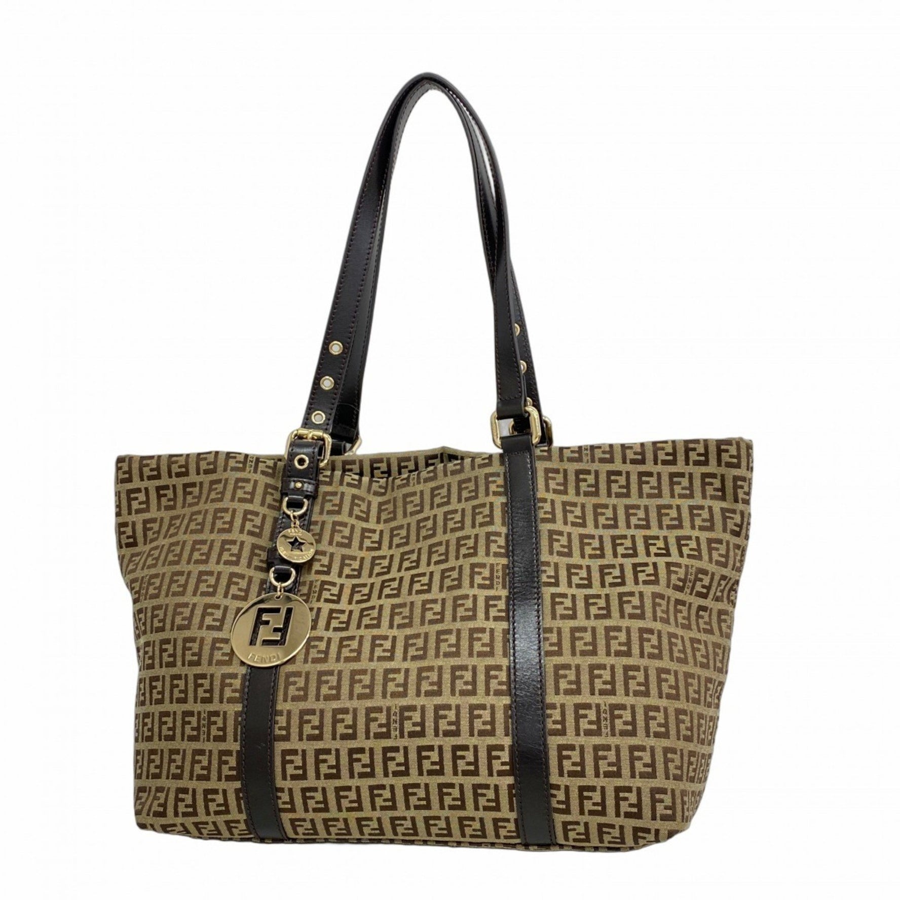 Fendi Zucchino Tote Bag in Nylon Canvas, Beige, Brown, and Champagne
