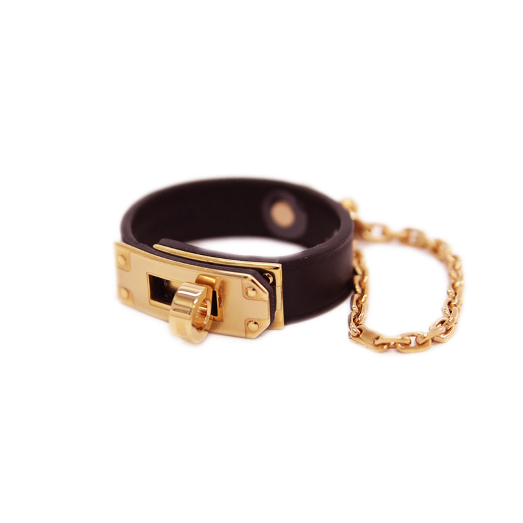 Hermes Kelly Glove Holder Swift Black Rose Gold Hardware with Initials BP