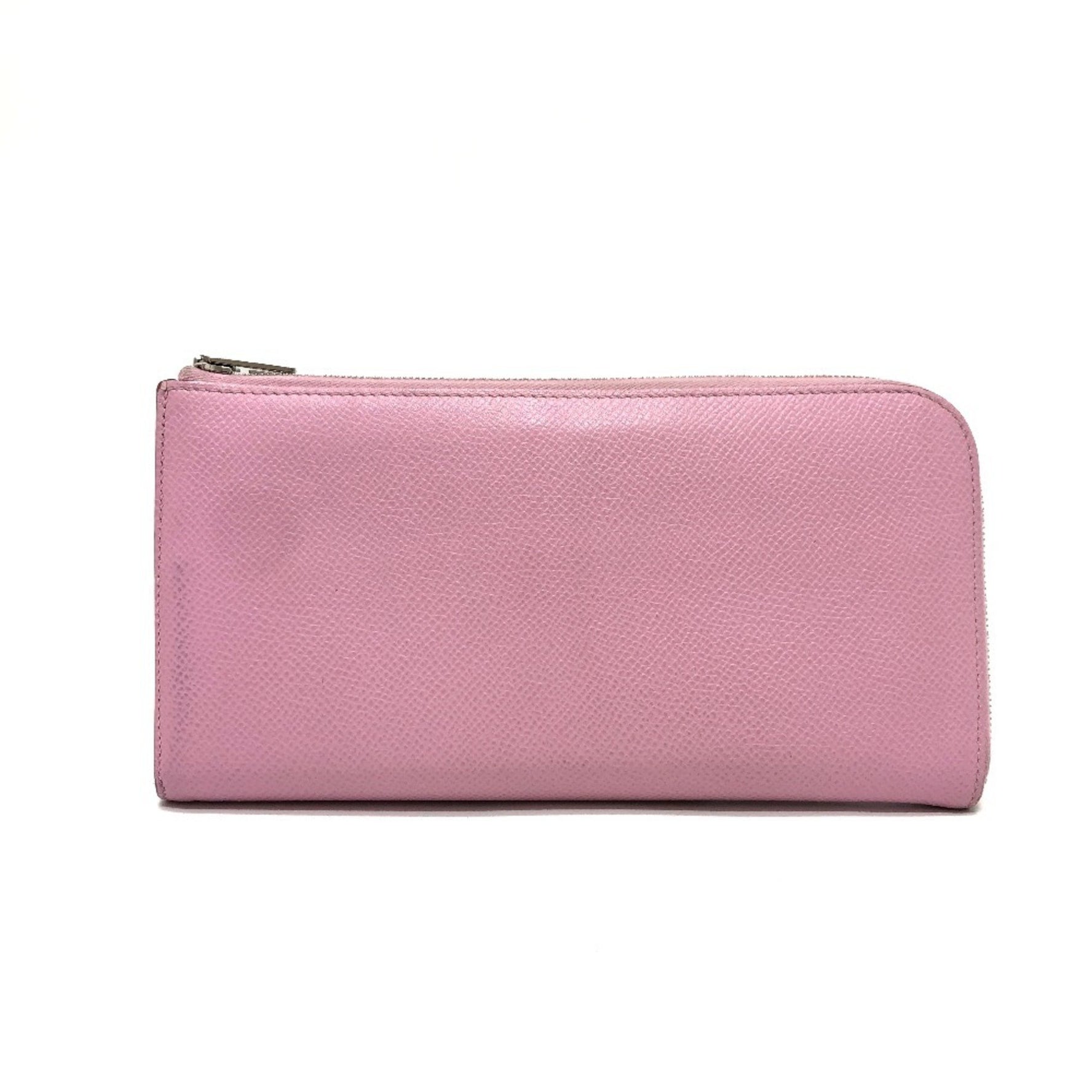 HERMES Remix Combine Duo Long Wallet Epson Mauve Sylvestre x Lime Pink