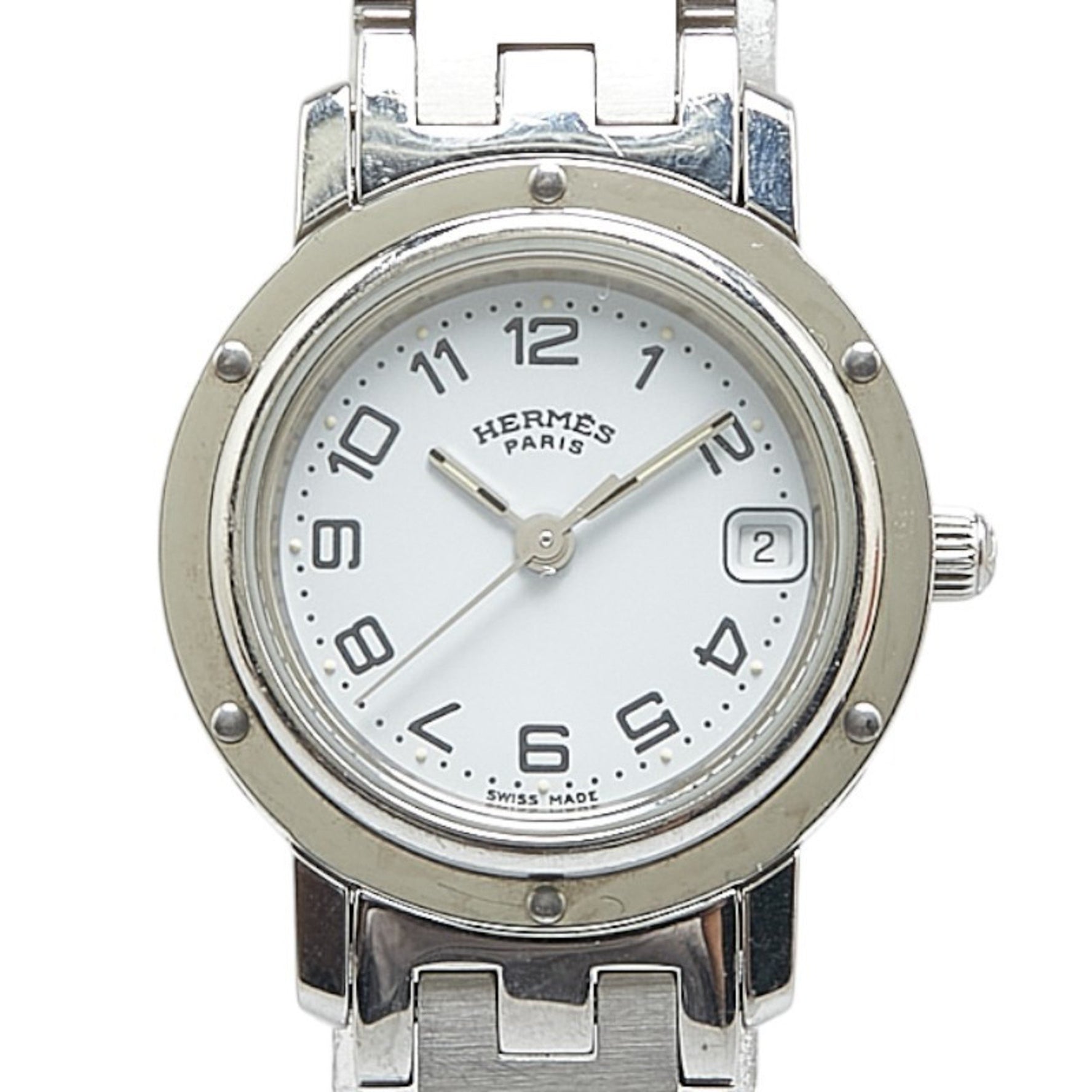 Hermes Clipper Watch Quartz White Dial Stainless Steel