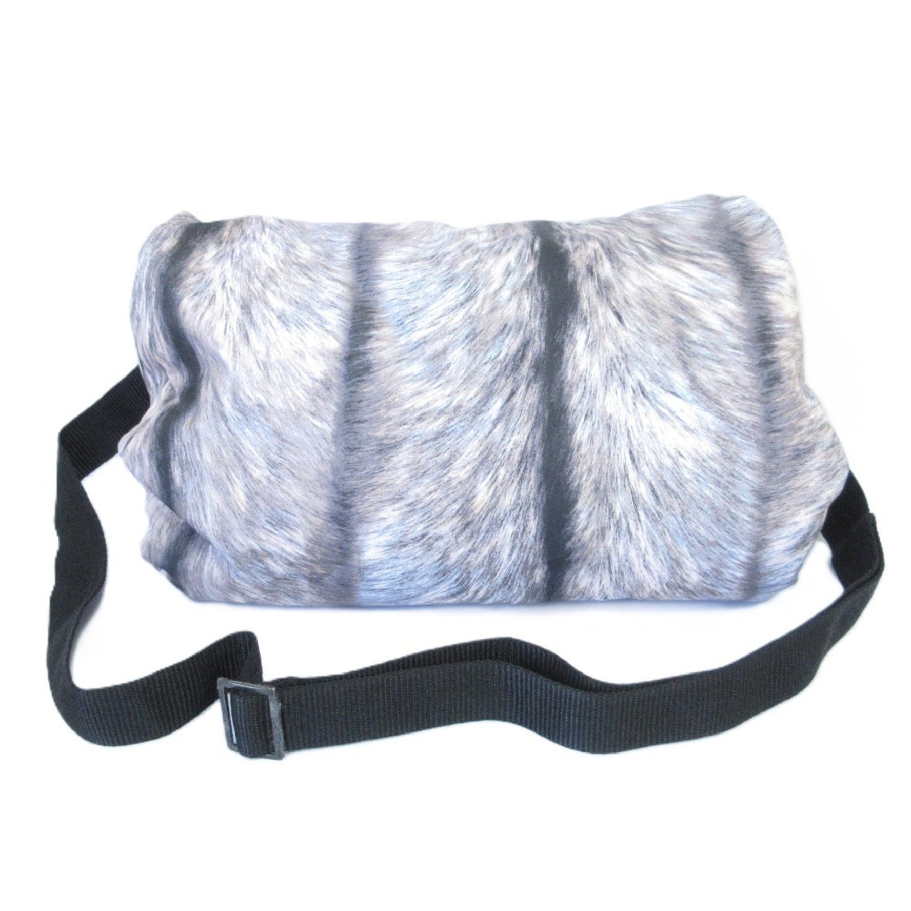 Maison Margiela MM6 fur print down and feather shoulder hand warmer bag in grey for women